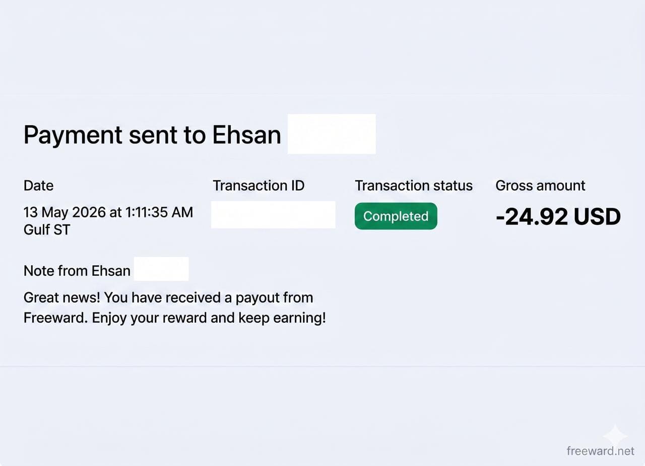 Payment sent to Ehsan — $24.92