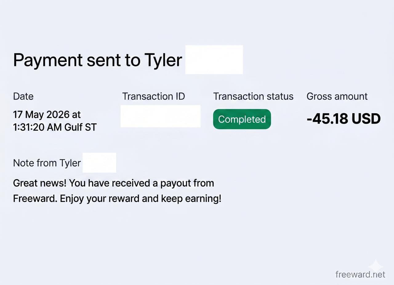 Payment sent to Tyler — $45.18
